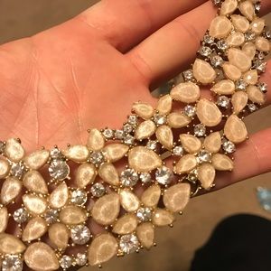 Pink Flower With Crystals Bib Necklace